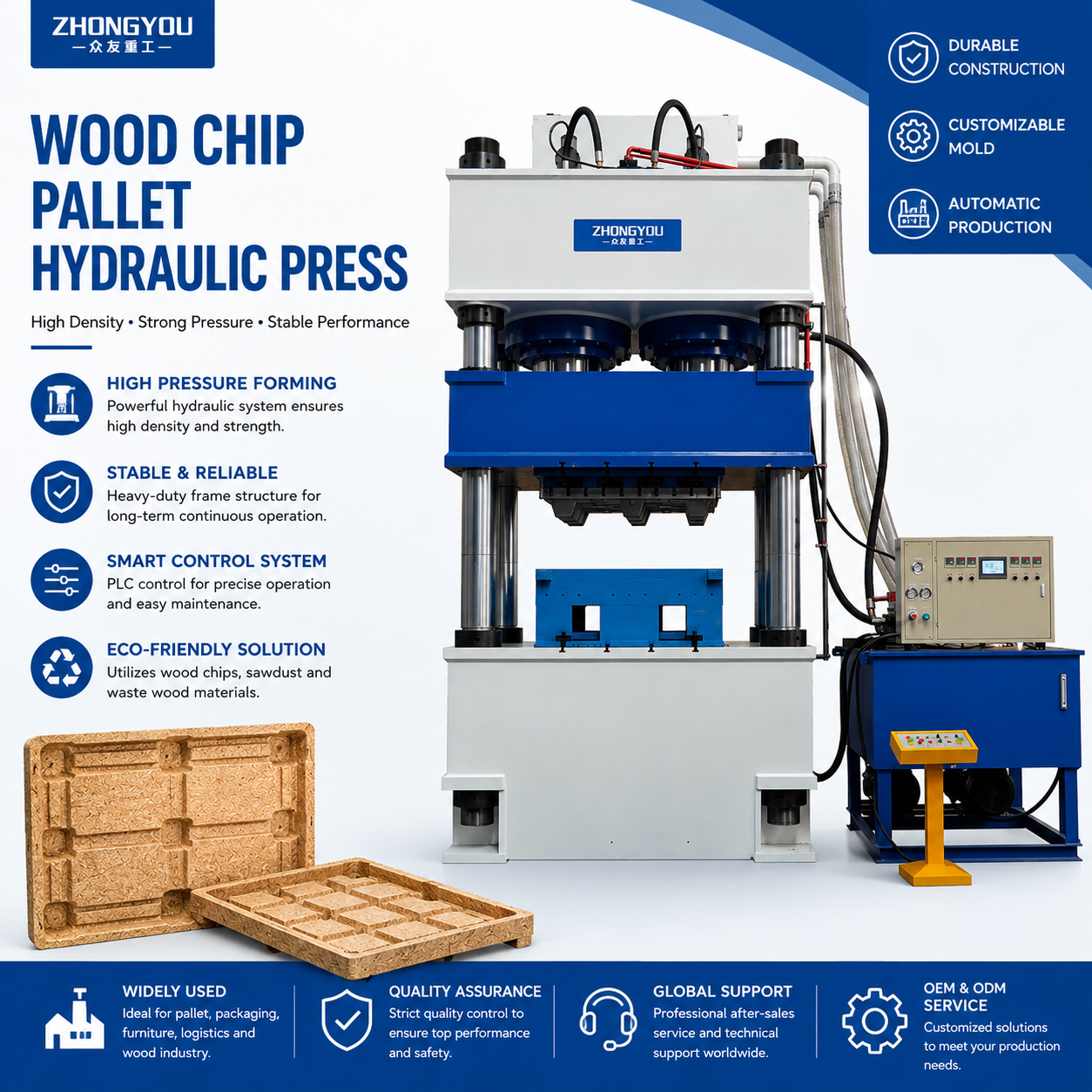 Wood Chip Pallet Hydraulic Press Machine Manufacturer
